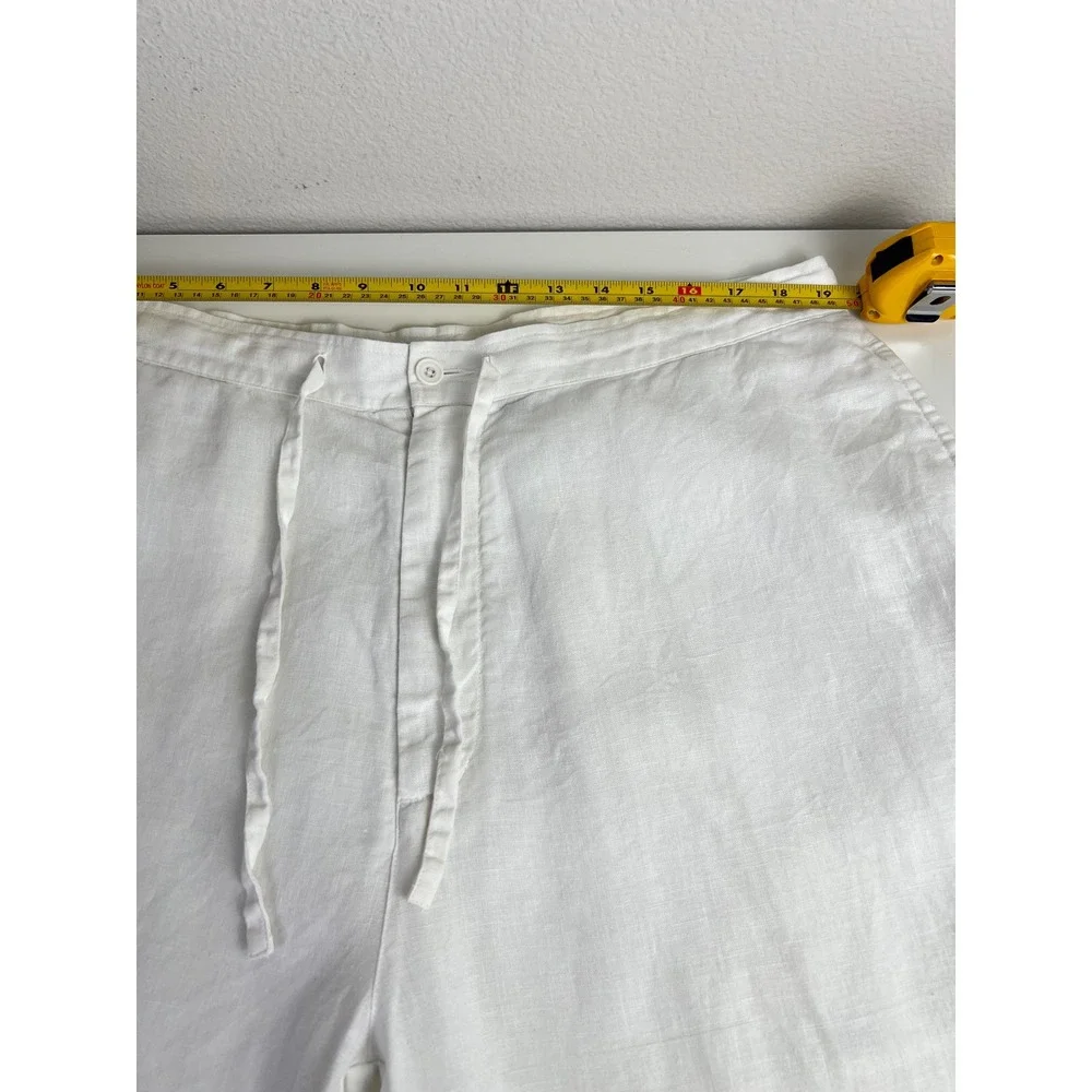 Brandini Mens XL White 100% Linen Drawstring Straight‎ Leg Pants Beach Resort